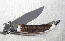 NEW A.G.A. CAMPOLIN GENUINE STAG LEVER LOCK SHELL PULLER SOLID NICKEL SILVER BOLSTERS 