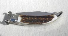 NEW A.G.A. CAMPOLIN GENUINE STAG LEVER LOCK SHELL PULLER SOLID NICKEL SILVER BOLSTERS 