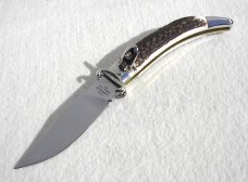 NEW A.G.A. CAMPOLIN GENUINE STAG LEVER LOCK SHELL PULLER SOLID NICKEL SILVER BOLSTERS 