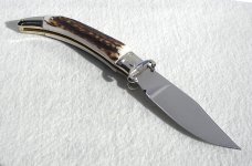 NEW A.G.A. CAMPOLIN GENUINE STAG LEVER LOCK SHELL PULLER SOLID NICKEL SILVER BOLSTERS 
