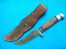 CUSTOM HANDLE WESTERN USA L39 HUNTING SKINNING SKINNER FIXED BLADE KNIFE KNIVES SHEATH