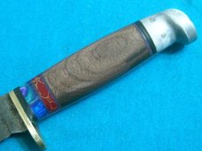CUSTOM HANDLE WESTERN USA L39 HUNTING SKINNING SKINNER FIXED BLADE KNIFE KNIVES SHEATH