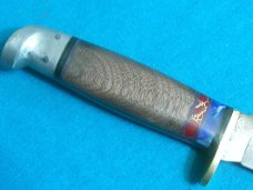 CUSTOM HANDLE WESTERN USA L39 HUNTING SKINNING SKINNER FIXED BLADE KNIFE KNIVES SHEATH