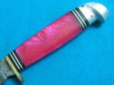CUSTOM HANDLE WESTERN BOULDER COLO USA P48 PINK BIRD TROUT SKINNING HUNTING FIXED BLADE KNIFE KNIVES
