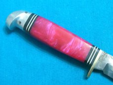 CUSTOM HANDLE WESTERN BOULDER COLO USA P48 PINK BIRD TROUT SKINNING HUNTING FIXED BLADE KNIFE KNIVES