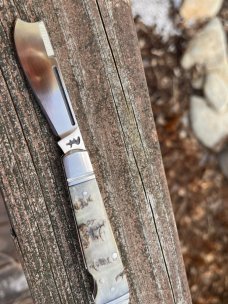RIAAN RAS CUSTOM RAM'S HORN BULLET END JACK ONE ARM MAN'S KNIFE CPM 154 STEEL *AMAZING*