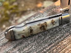 RIAAN RAS CUSTOM RAM'S HORN BULLET END JACK ONE ARM MAN'S KNIFE CPM 154 STEEL *AMAZING*