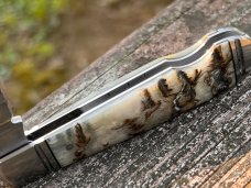 RIAAN RAS CUSTOM RAM'S HORN BULLET END JACK ONE ARM MAN'S KNIFE CPM 154 STEEL *AMAZING*