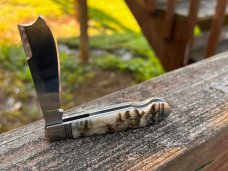 RIAAN RAS CUSTOM RAM'S HORN BULLET END JACK ONE ARM MAN'S KNIFE CPM 154 STEEL *AMAZING*