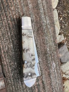 RIAAN RAS CUSTOM RAM'S HORN BULLET END JACK ONE ARM MAN'S KNIFE CPM 154 STEEL *AMAZING*