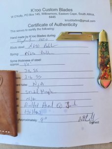 Klassic K'roo Maple EO Bullet Head..N690..4" closed..Scagel Cut..Steel bolsters & caps...slip and co