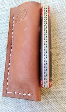 K'roo Native..Red Ctec Bolsters&Caps..Black Linen Micarta scales...Rwl34...Ace of Spades Shield..4" 