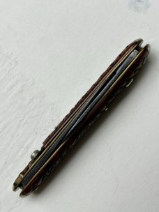 E. Weck & Son NY USA 3-3/8" Jigged Bone Double w/Tip Bolsters 1910-1925 RARE File Pen Blade REPAIR