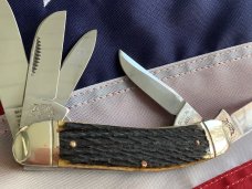 Bulldog Brand 5 Blade Knife w/ Green Bone Handles -NOS & NM