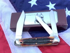 2009 Bulldog Brand USA (Great Eastern SFO)  Large Whittler w/ Great Amber Carved Bone Stag Handles