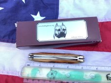 2009 Bulldog Brand USA (Great Eastern SFO)  Large Whittler w/ Great Amber Carved Bone Stag Handles