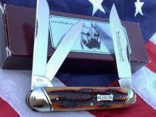 2009 Bulldog Brand USA (Great Eastern SFO)  Large Whittler w/ Great Amber Carved Bone Stag Handles