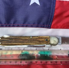 Large J A Henckels 2 Blade Multi Blade/Tool Knife w Great Stag Handles & Twin Men tang stamp