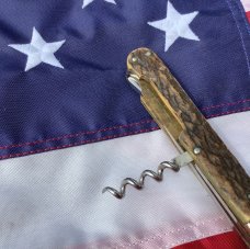Large J A Henckels 2 Blade Multi Blade/Tool Knife w Great Stag Handles & Twin Men tang stamp