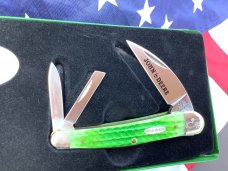 Case xx Whittler w/ John Deere Green Bone Handle -6355 WH SS -NOS in Orig Wagon