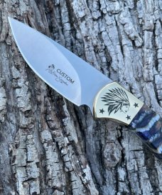 BUCK 113 ** YELLOWHORSE CUSTOM MAMMOTH TOOTH INDIAN CHIEF FIXED BLADE