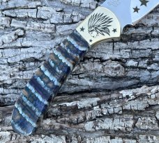 BUCK 113 ** YELLOWHORSE CUSTOM MAMMOTH TOOTH INDIAN CHIEF FIXED BLADE