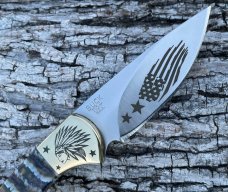 BUCK 113 ** YELLOWHORSE CUSTOM MAMMOTH TOOTH INDIAN CHIEF FIXED BLADE