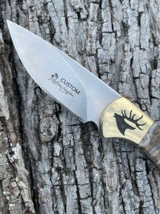 BUCK 113 ** YELLOWHORSE CUSTOM MAMMOTH TOOTH ELK TRACKS FIXED BLADE