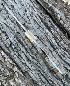 BUCK 113 ** YELLOWHORSE CUSTOM MAMMOTH TOOTH ELK TRACKS FIXED BLADE