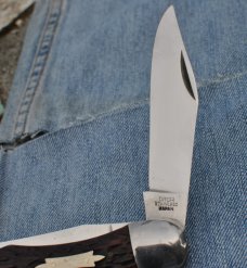 ROMO (Rosenbaum^Mogul) 2 Blade Folding Hunter Japan Early 60's Mint Jigged Bone