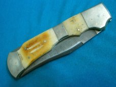 VINTAGE BIG OLD SMOKY FILE BLADE LOCKBACK FOLDING JACK POCKET KNIFE KNIVES BONE