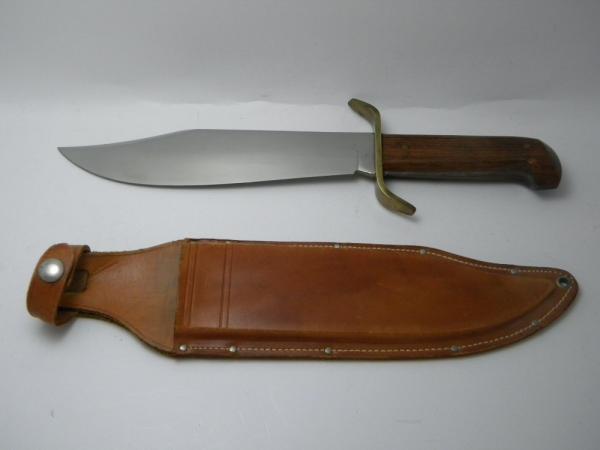 Western Boulder Colo. USA W49 Wood Bowie Fixed Blade Knife & Sheath c.1951-1978