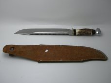 Linder Messer Rehwappen Solingen Germany Genuine Stag Bowie Fixed Blade Sheath Knife