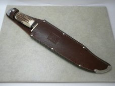 Linder Messer Rehwappen Solingen Germany Genuine Stag Bowie Fixed Blade Sheath Knife