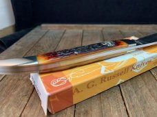 A.G. Russell Large Texas Toothpick Texas Ranger Commemorative 2003 European Red Deer Jigged Bone