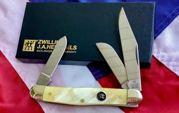 J A Henckels Stockman Pocket Knife w/ Buffalo Horn Handles +Pouch, COA & Hard Box -NOS J A Henckels Stockman Pocket Knife w/ Buffalo Horn Handles +Pouch, COA & Hard Box -NOS