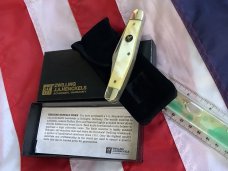 J A Henckels Stockman Pocket Knife w/ Buffalo Horn Handles +Pouch, COA & Hard Box -NOS