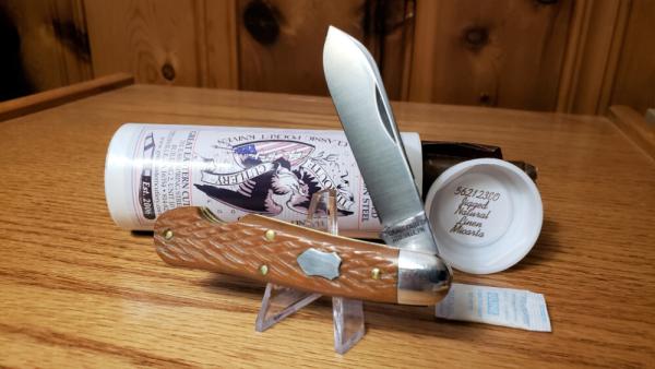 Great Eastern Cutlery Jig Natural Linen Micarta Knife Easy Open 562123EO New/Mint in Original Tube.