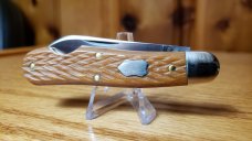 Great Eastern Cutlery Jig Natural Linen Micarta Knife Easy Open 562123EO New/Mint in Original Tube.
