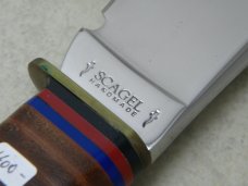 Scagel Handmade Stacked Leather/Stag Fixed Blade Sheath Knife in Box c.1993