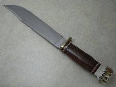 Marbles USA Stacked Leather/Stag Trailmaker Fixed Blade Sheath Knife in Box c.1990's