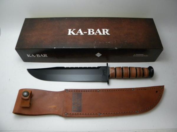 KA-BAR Olean NY USA 2217 Stacked Leather Big Brother Fixed Blade Sheath Knife in Box