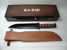 KA-BAR Olean NY USA 2217 Stacked Leather Big Brother Fixed Blade Sheath Knife in Box