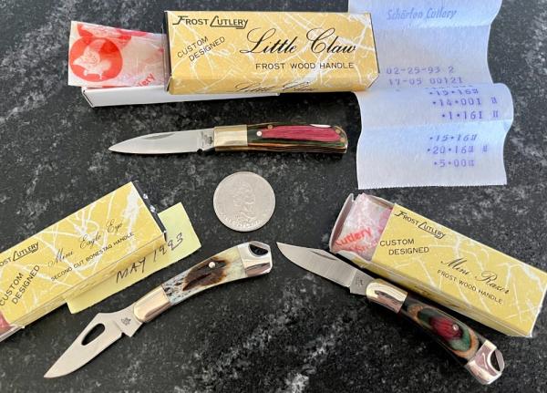 3 Miniature Frost Cutlery Knives, Made In Japan, Vintage 90's With Boxes, Unused 3 Miniature Frost Cutlery Knives, Made In Japan, Vintage 90's With Boxes, Unused