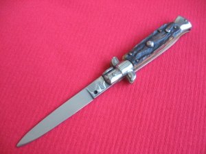 Oreste Dibon Italian 16cm. Stag STILETTO Switchblade Knife - New Old Stock