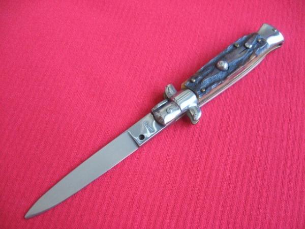 Oreste Dibon Italian 16cm. Stag STILETTO Switchblade Knife - New Old Stock