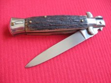 Oreste Dibon Italian 16cm. Stag STILETTO Switchblade Knife - New Old Stock