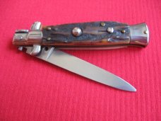 Oreste Dibon Italian 16cm. Stag STILETTO Switchblade Knife - New Old Stock