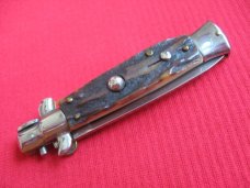 Oreste Dibon Italian 16cm. Stag STILETTO Switchblade Knife - New Old Stock