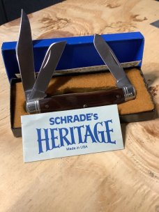Schrade Heritage series large stockman in brown bone
